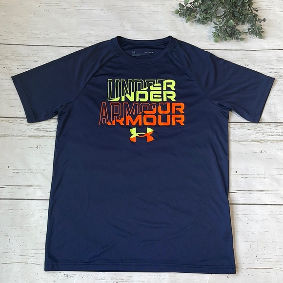 Under Armour Boys' Tech Wordmark Symbol Short-Sleeve Shirt - Picture 1 of 6